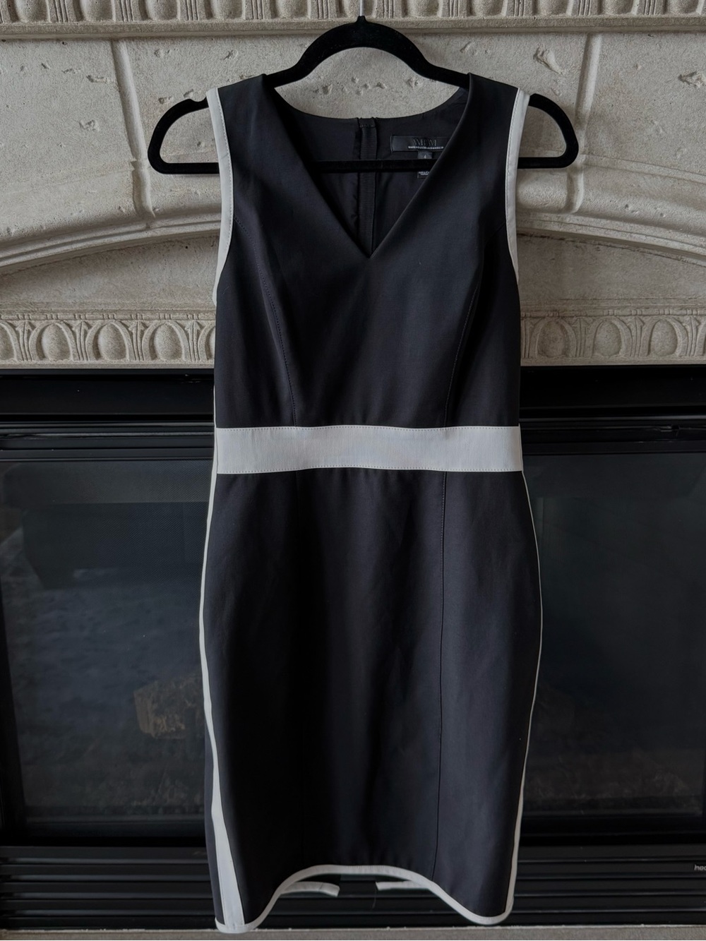 White House Black Market Black Dress with White Trim